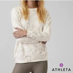 ATHLETA CHAKRA FLORAL BLUFF GRAY BALANCE PRINTED Sweatshirt Sz XXS MSRP $79